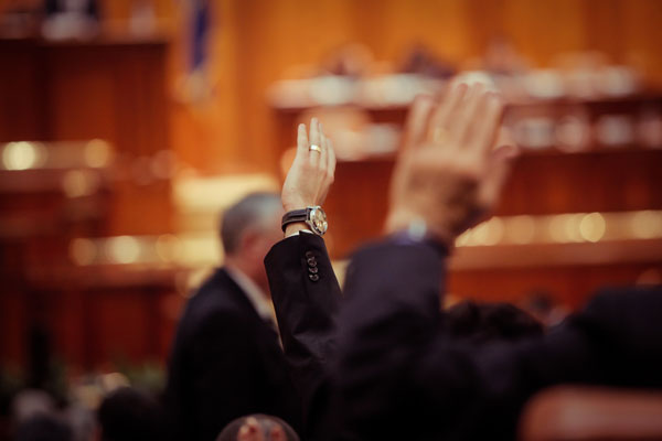 Raising hand to vote